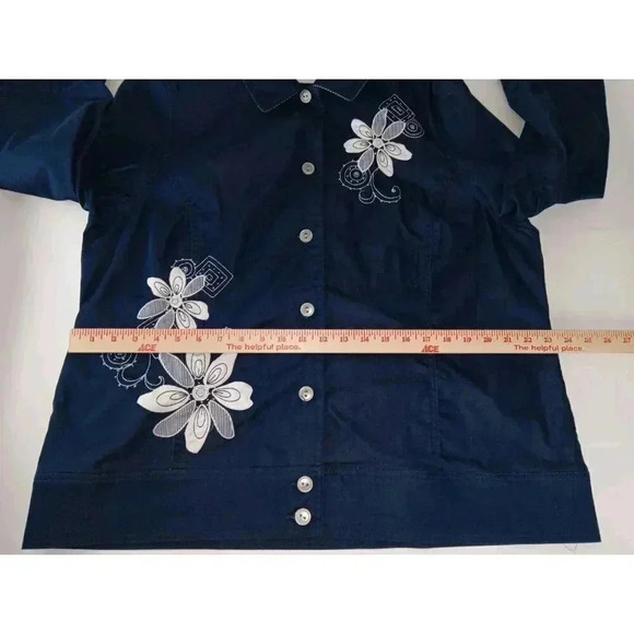 Alfred Dunner Womens Floral  Two Piece Blouse Set Long Sleeve sz Jacket 16 Top L - Picture 10 of 16